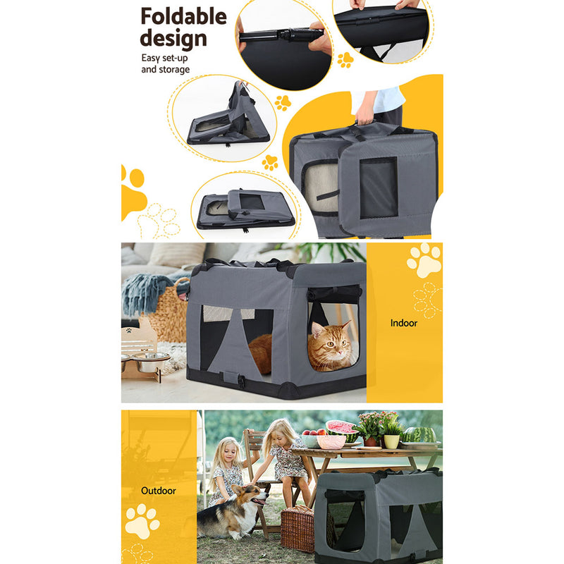Danoz Direct - i.Pet Pet Carrier Soft Crate Dog Cat Travel 82x58CM Portable Foldable Car XL