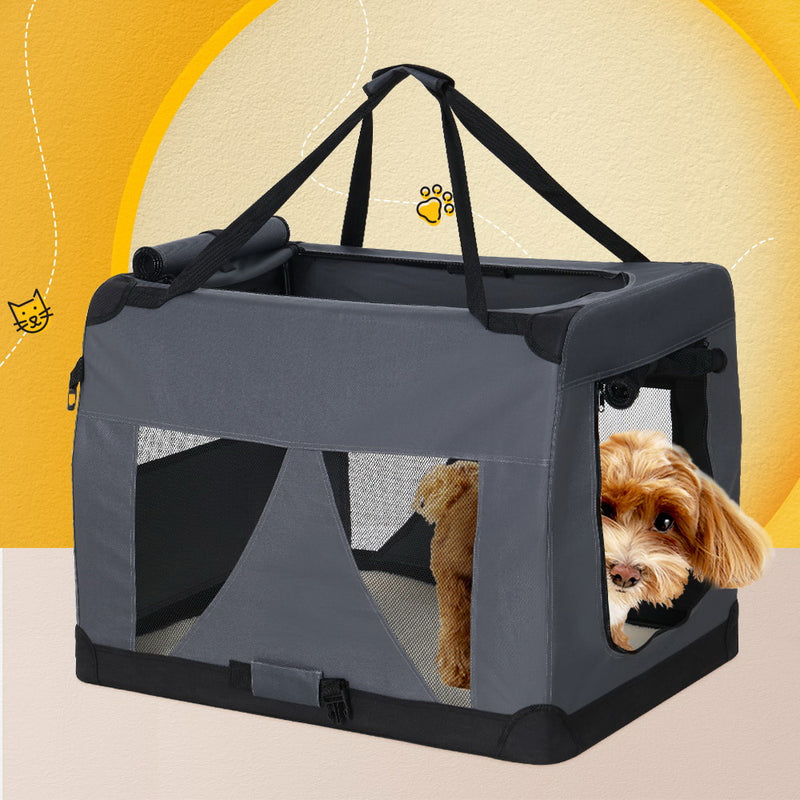 Danoz Direct - i.Pet Pet Carrier Soft Crate Dog Cat Travel 82x58CM Portable Foldable Car XL