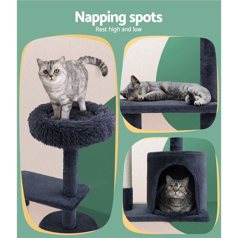 Danoz Direct - i.Pet Cat Tree 94cm Scratching Post Tower Scratcher Condo House Wood Trees Grey