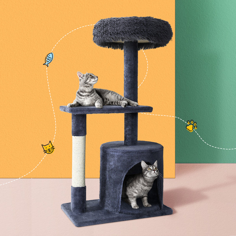 Danoz Direct - i.Pet Cat Tree 94cm Scratching Post Tower Scratcher Condo House Wood Trees Grey