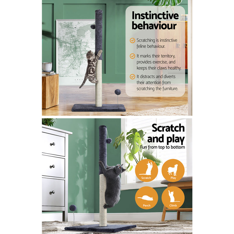 Danoz Direct - i.Pet Cat😻 Tree 105cm Scratching Post Scratcher Tower Condo House Hanging toys Grey