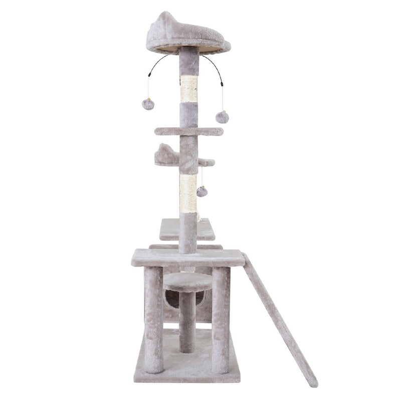 Danoz Direct - i.Pet Cat Tree 135cm Tower Scratching Post Scratcher Wood Condo House Toys Grey