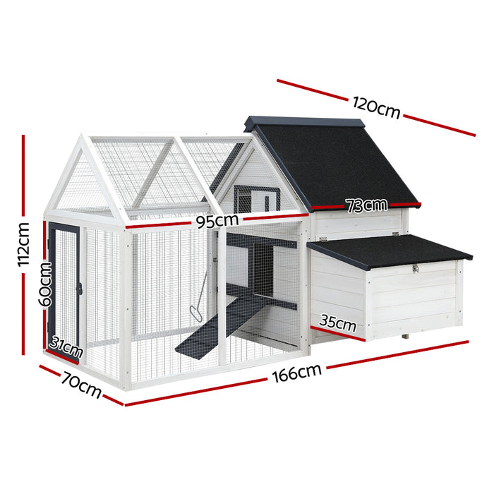 Danoz Direct - i.Pet Chicken 🐓Coop Rabbit Hutch 166cm x 120cm x 112cm Large House Run Cage XL Bunny Wooden