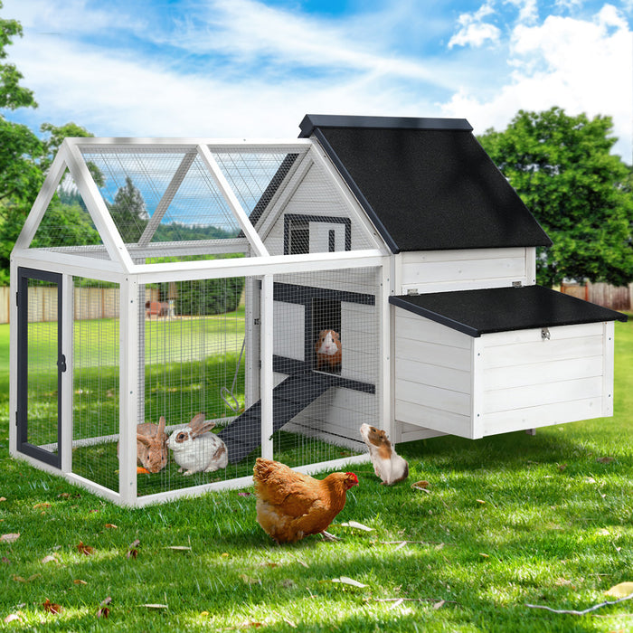 Danoz Direct - i.Pet Chicken Coop Rabbit Hutch 166cm x 120cm x 112cm Large House Run Cage XL Bunny Wooden