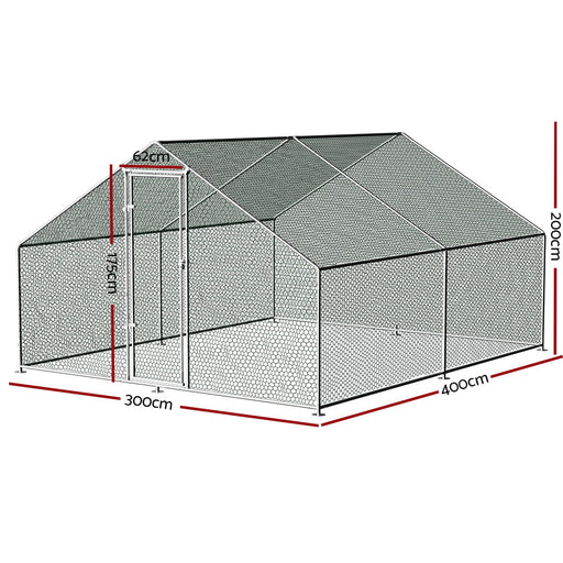 Danoz Direct - i.Pet Chicken Coop Cage 3x4x2m Galvanised Steel