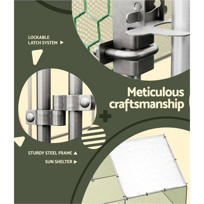 Danoz Direct - i.Pet Chicken🐓 Coop Cage 3x4x2m Galvanised Steel