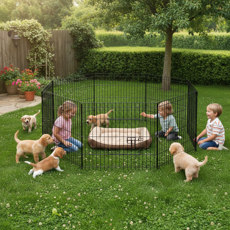 Danoz Direct - i.Pet 24" 8 Panel Dog Playpen Pet🐶🐱 Fence Exercise Cage Enclosure Play Pen