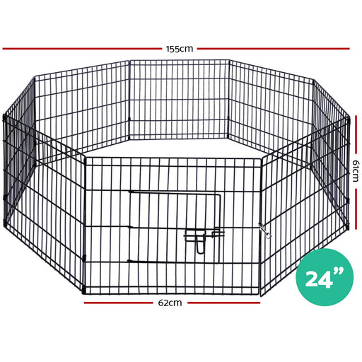 Danoz Direct - i.Pet 24" 8 Panel Dog Playpen Pet Fence Exercise Cage Enclosure Play Pen