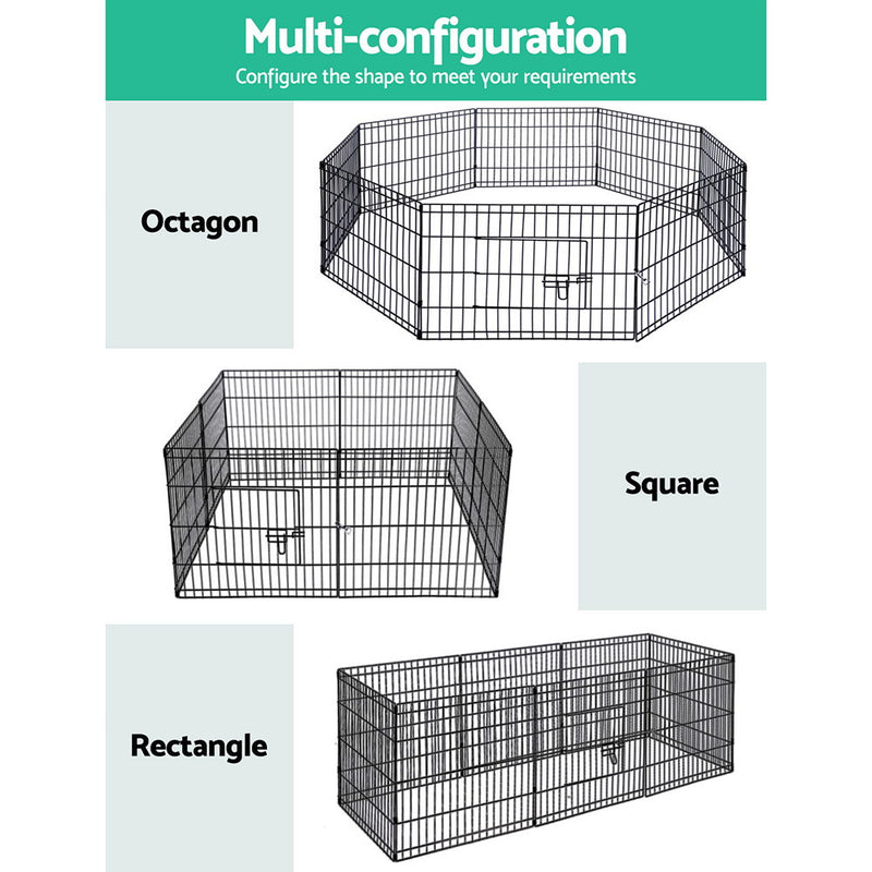 Danoz Direct - i.Pet 24" 8 Panel Dog Playpen Pet🐶🐱 Fence Exercise Cage Enclosure Play Pen