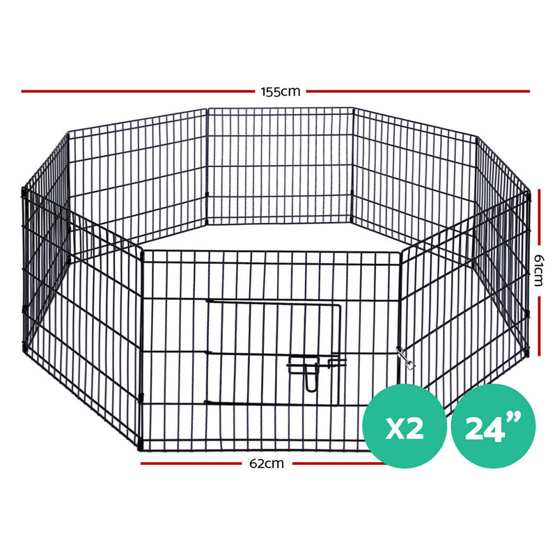 Danoz Direct - i.Pet 2x24" 8 Panel Dog🐶 Playpen Pet Fence Exercise Cage Enclosure Play Pen