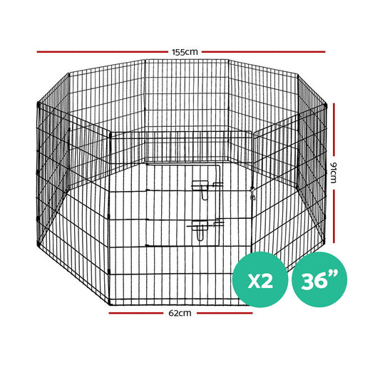 Danoz Direct - i.Pet 2x36" 8 Panel Dog Playpen Pet Fence Exercise Cage Enclosure Play Pen
