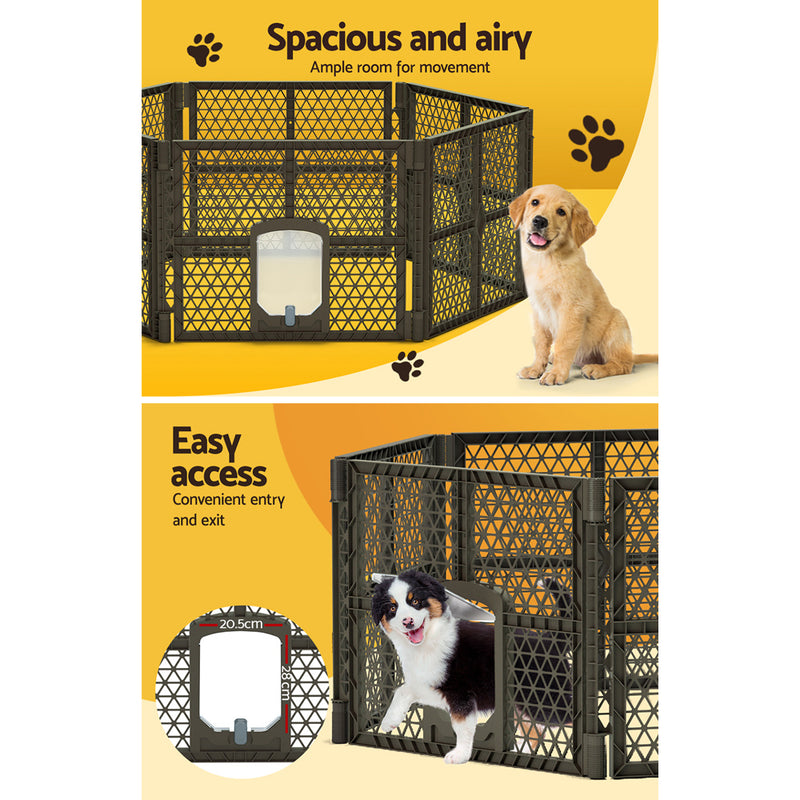 Danoz Direct - i.Pet Dog Playpen Enclosure 6 Panel Pet Fence Plastic Play Pen