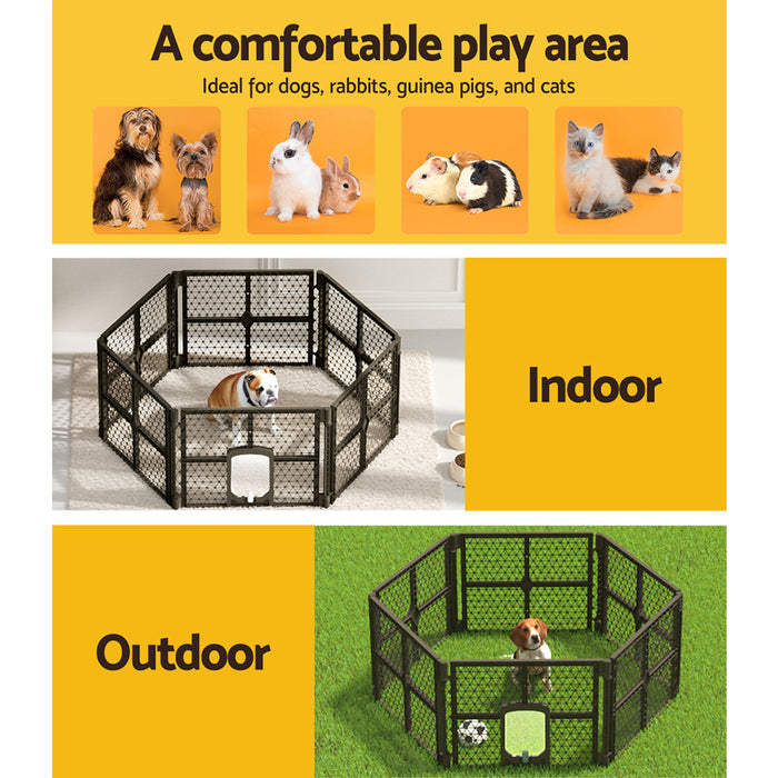 Danoz Direct - i.Pet Dog Playpen Enclosure 6 Panel Pet Fence Plastic Play Pen