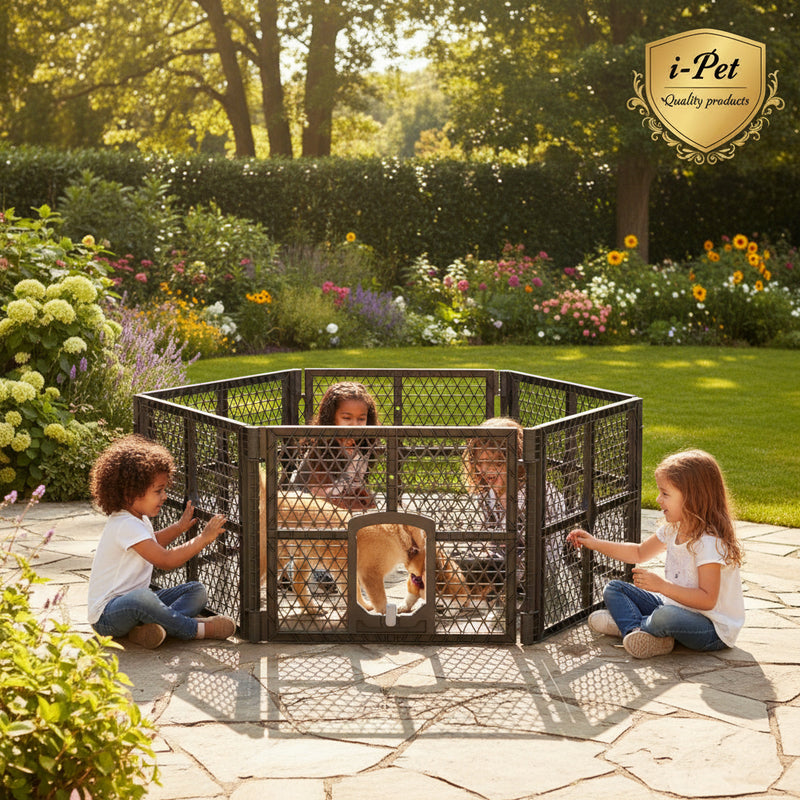 Danoz Direct - i.Pet Dog Playpen Enclosure 6 Panel Pet Fence Plastic Play Pen