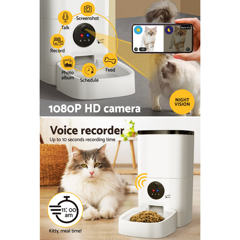 Danoz Direct - i.Pet Automatic Pet🐶🐱 Feeder 6L Wifi Camera Dog Cat Smart Food Dispenser Timer