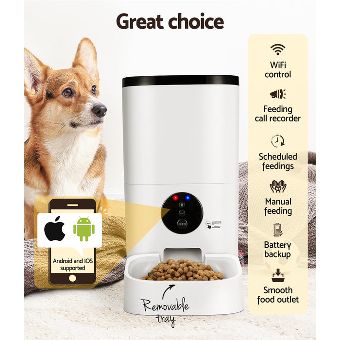 Danoz Direct - i.Pet Automatic Pet Feeder 6L Wifi Auto Dog Cat Smart Food Dispenser Timer