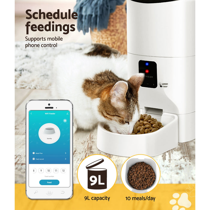 Danoz Direct - i.Pet Automatic Pet Feeder 9L Wifi Auto Dog Cat Feeder Smart Food Dispenser Timer