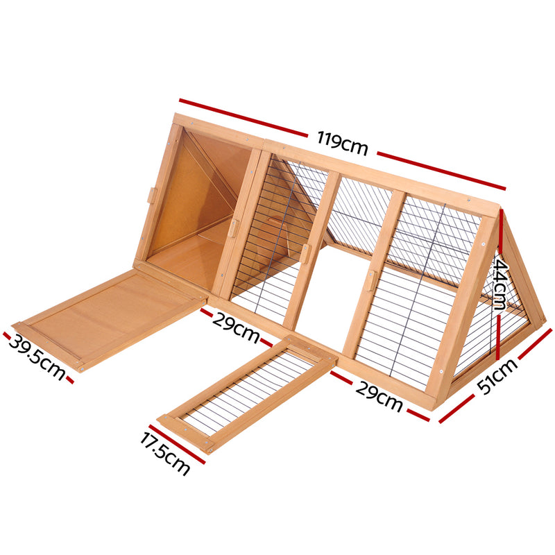 Danoz Direct - i.Pet Rabbit Hutch 119cm x 51cm x 44cm Chicken Coop Large Run Wooden Cage Outdoor