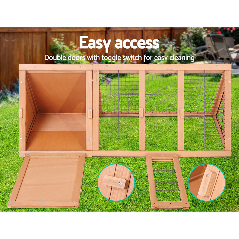 Danoz Direct - i.Pet Rabbit Hutch 119cm x 51cm x 44cm Chicken Coop Large Run Wooden Cage Outdoor