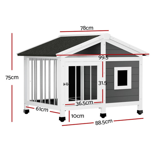 Danoz Direct - i.Pet Dog Kennel House Large Wooden Outdoor Pet Kennels Indoor Puppy Cabin Home
