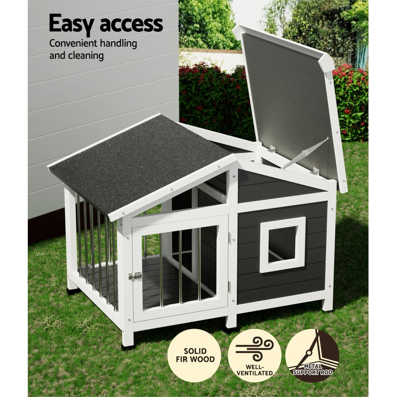 Danoz Direct - i.Pet Dog Kennel House Large Wooden Outdoor Pet Kennels Indoor Puppy Cabin Home