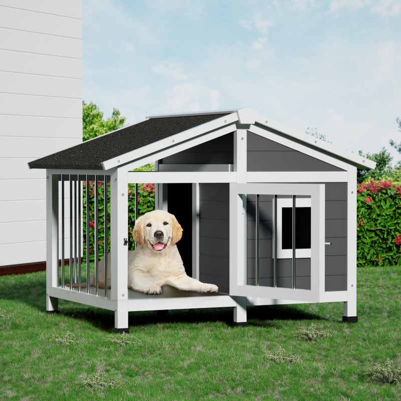 Danoz Direct - i.Pet Dog Kennel House Large Wooden Outdoor Pet Kennels Indoor Puppy Cabin Home