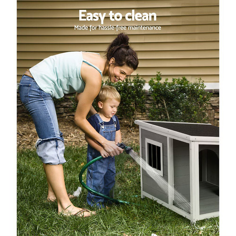 Danoz Direct - i.Pet Dog Kennel House Large Wooden Outdoor Pet Kennels Indoor Puppy Cabin Log