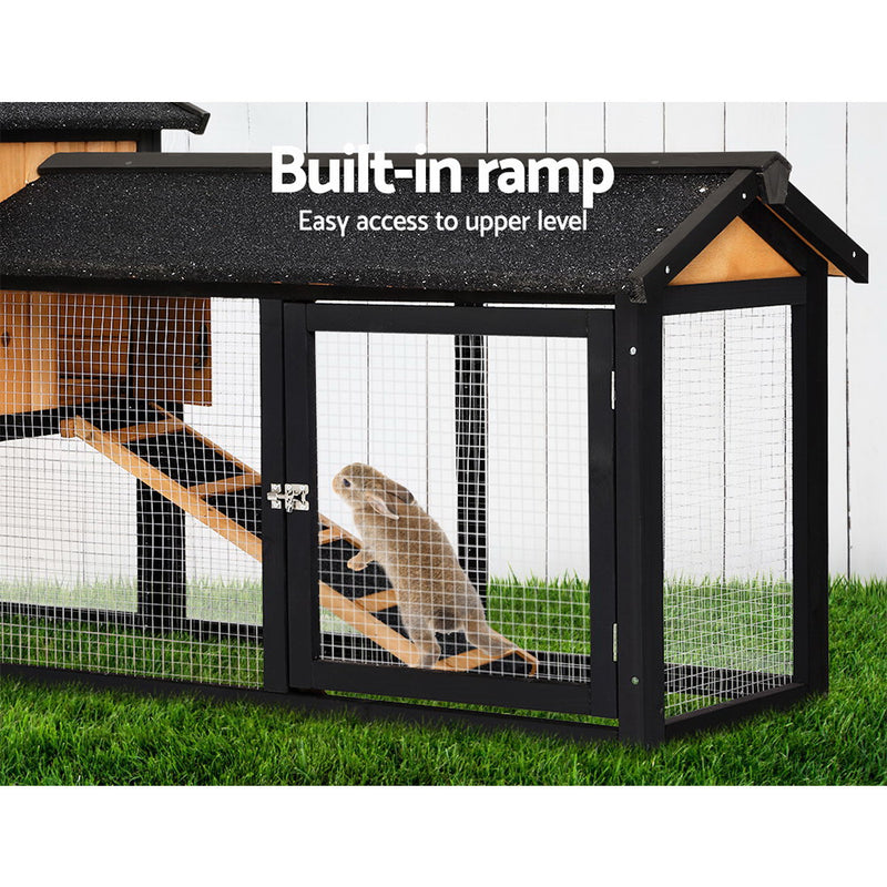 Danoz Direct - i.Pet Chicken🐓 Coop Rabbit🐇 Hutch 165cm x 43cm x 86cm Extra Large Run House Cage Wooden Outdoor