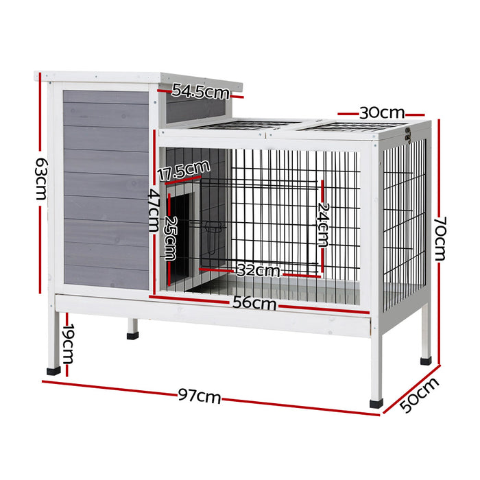 Danoz Direct - i.Pet Rabbit Hutch 97cm x 49cm x 86cm Chicken Coop Large Run Wooden Outdoor Cage House