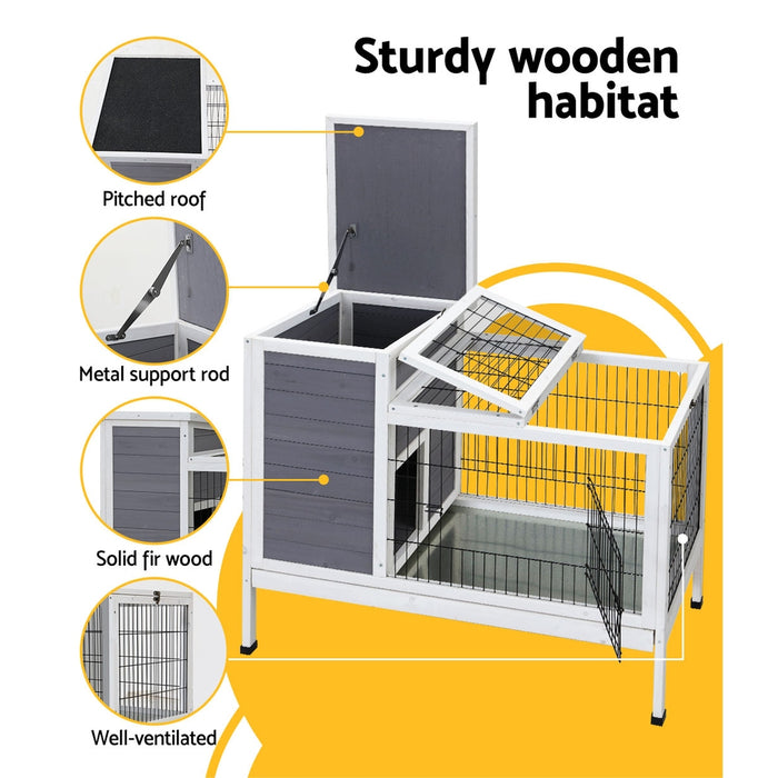 Danoz Direct - i.Pet Rabbit Hutch 97cm x 49cm x 86cm Chicken Coop Large Run Wooden Outdoor Cage House