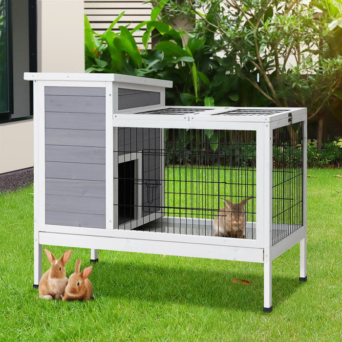 Danoz Direct - i.Pet Rabbit Hutch 97cm x 49cm x 86cm Chicken Coop Large Run Wooden Outdoor Cage House