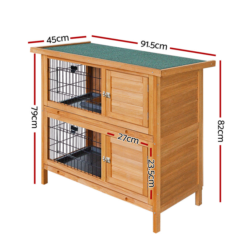 Danoz Direct - i.Pet Rabbit Hutch 91.5cm x 45cm x 82cm Chicken Coop Large Wooden House Run Cage Pet Bunny