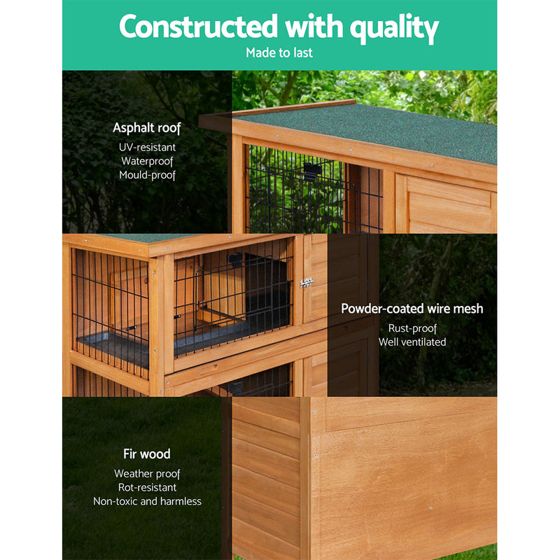 Danoz Direct - i.Pet Rabbit Hutch 91.5cm x 45cm x 82cm Chicken Coop Large Wooden House Run Cage Pet Bunny