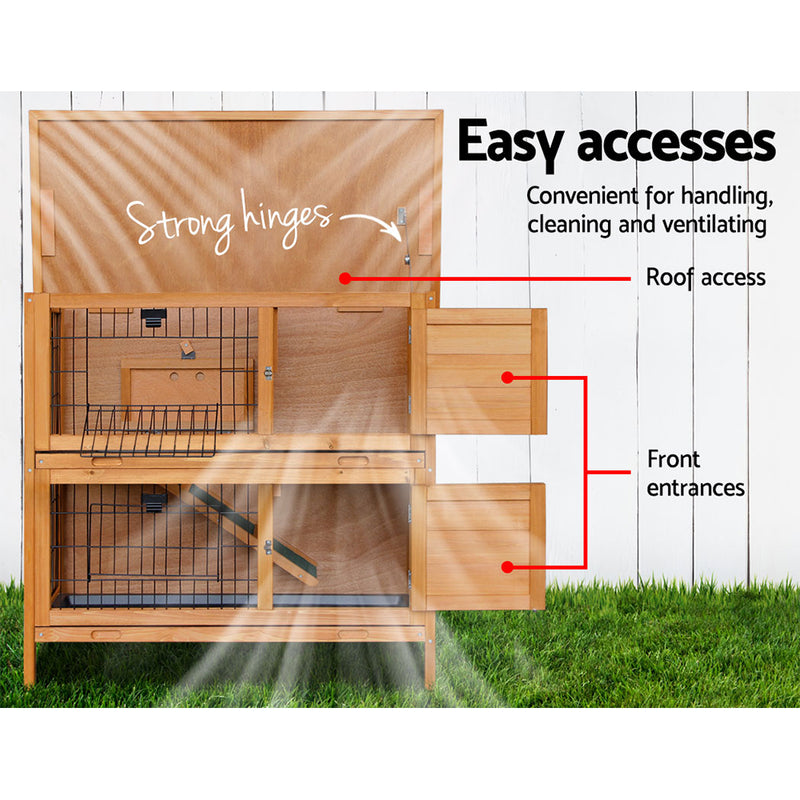 Danoz Direct - i.Pet Rabbit Hutch 91.5cm x 45cm x 82cm Chicken Coop Large Wooden House Run Cage Pet Bunny