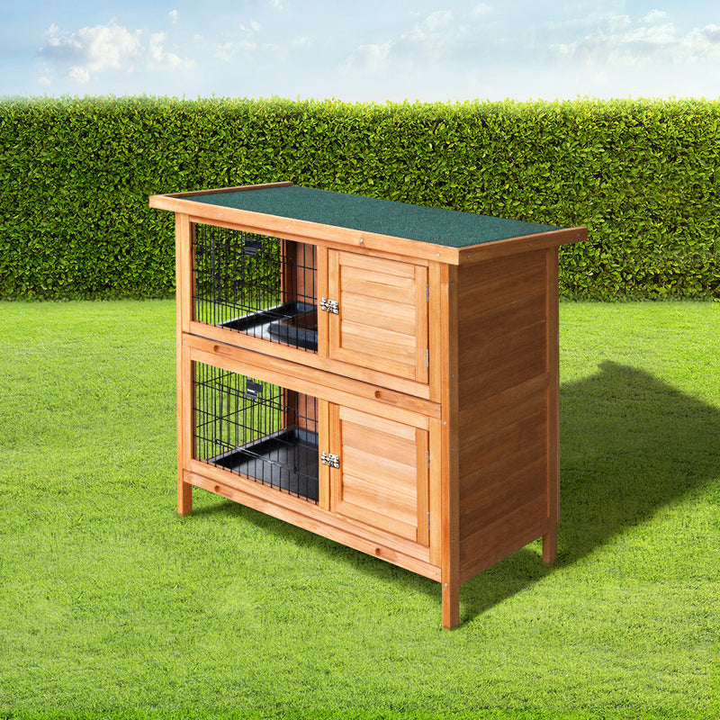 Danoz Direct - i.Pet Rabbit Hutch 91.5cm x 45cm x 82cm Chicken Coop Large Wooden House Run Cage Pet Bunny