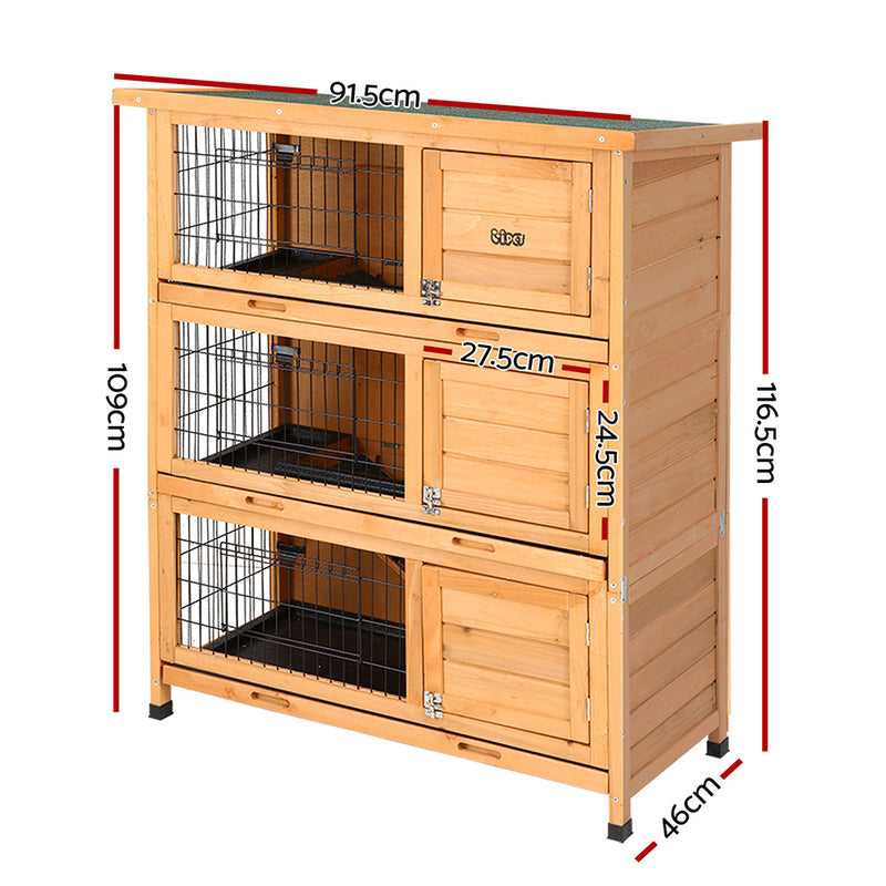 Danoz Pets - i.Pet Rabbit Hutch 91.5cm x 46cm x 116.5cm Chicken Coop Large House Cage Run Wooden - Free Postage