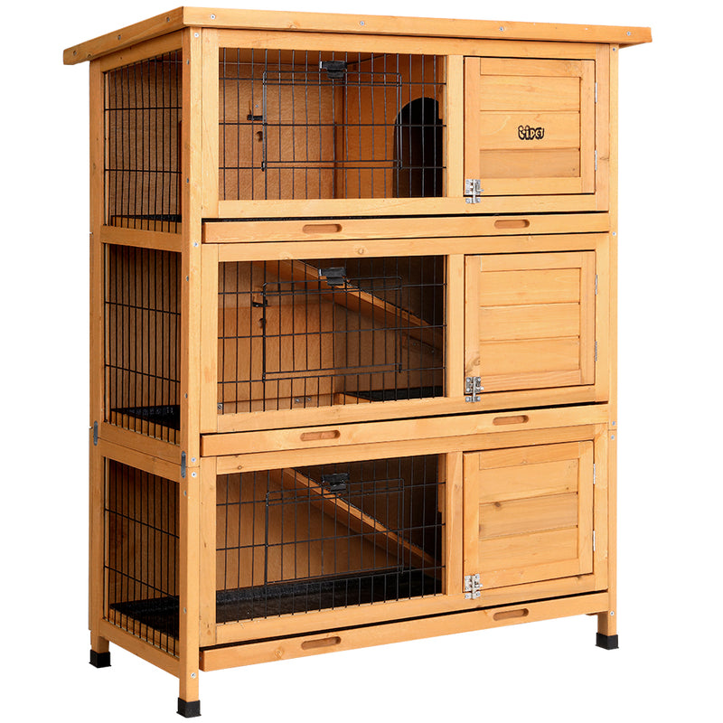Danoz Pets - i.Pet Rabbit Hutch 91.5cm x 46cm x 116.5cm Chicken Coop Large House Cage Run Wooden - Free Postage