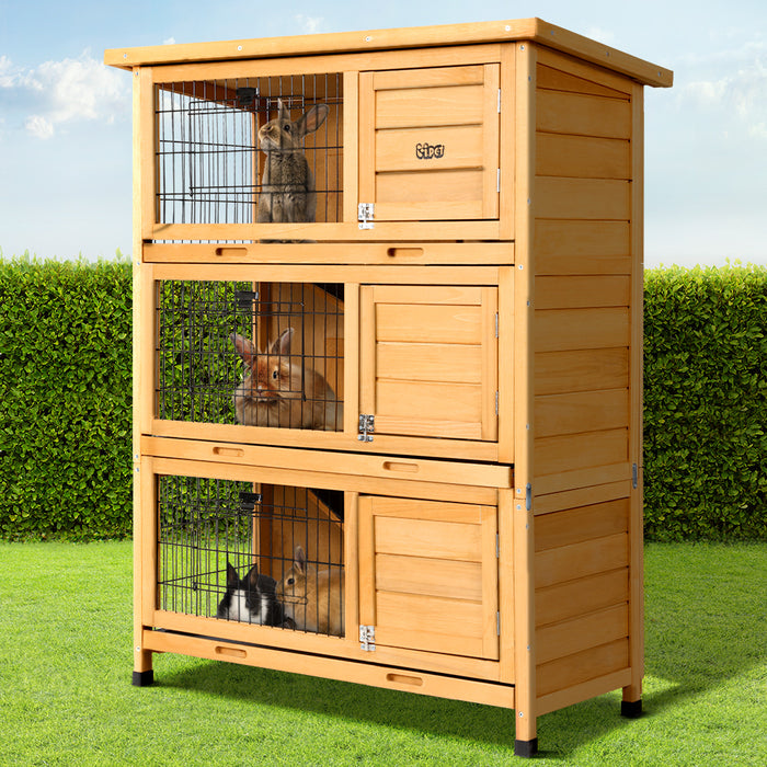 Danoz Direct - i.Pet Rabbit Hutch 91.5cm x 46cm x 116.5cm Chicken Coop Large House Cage Run Wooden Bunny Outdoor