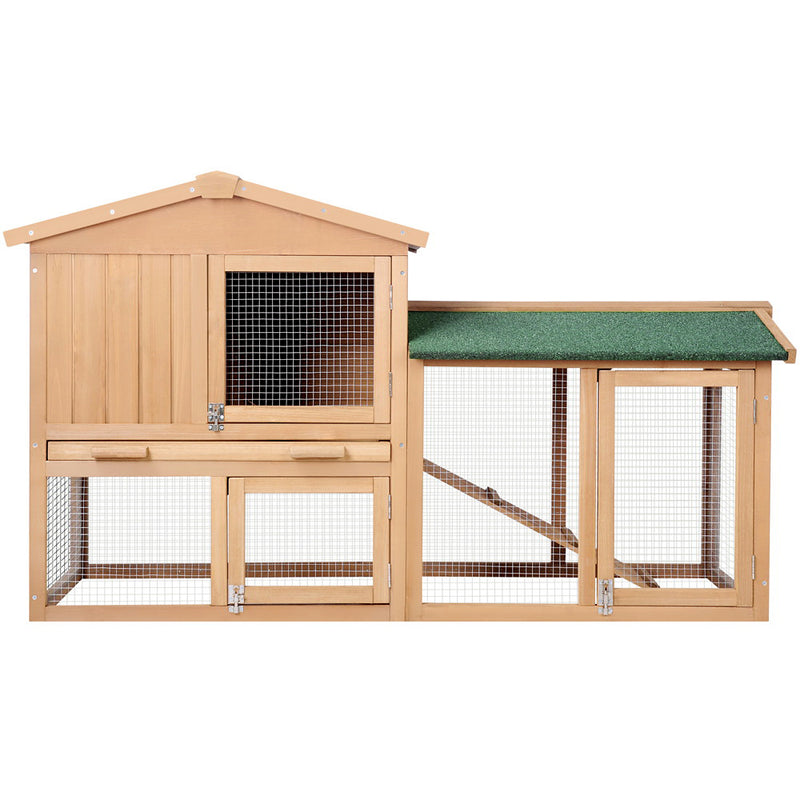 Danoz Direct - i.Pet Chicken🐓 Coop Rabbit Hutch 138cm x 44cm x 85cm Large House Run Cage Wooden Outdoor