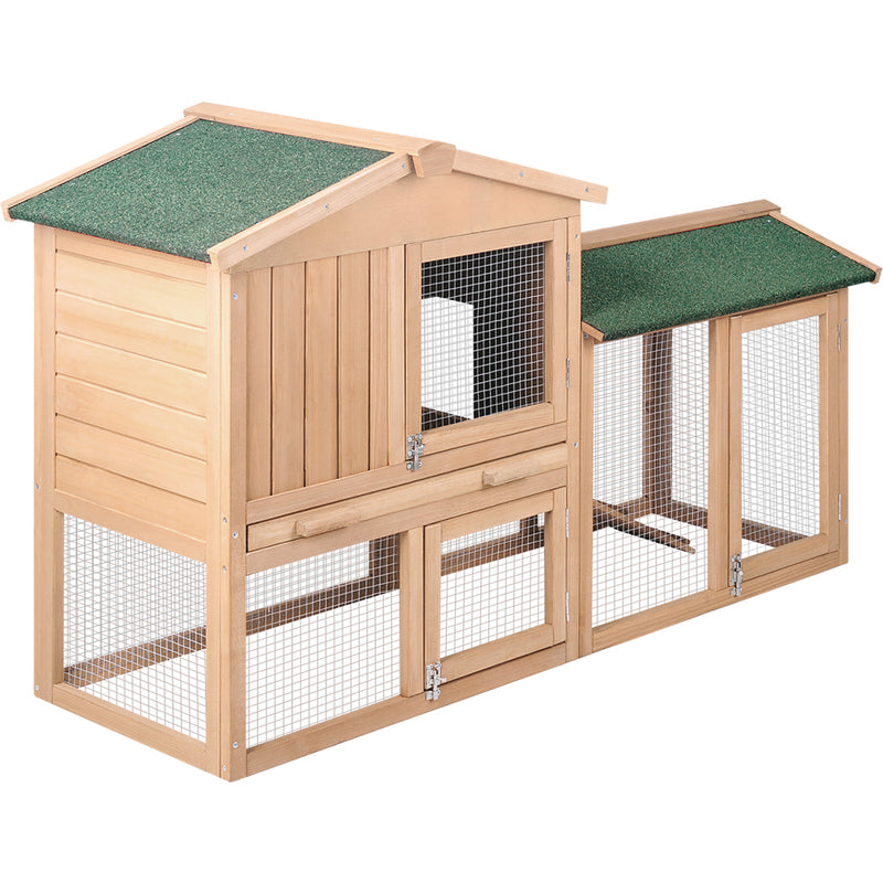 Danoz Direct - i.Pet Chicken🐓 Coop Rabbit Hutch 138cm x 44cm x 85cm Large House Run Cage Wooden Outdoor