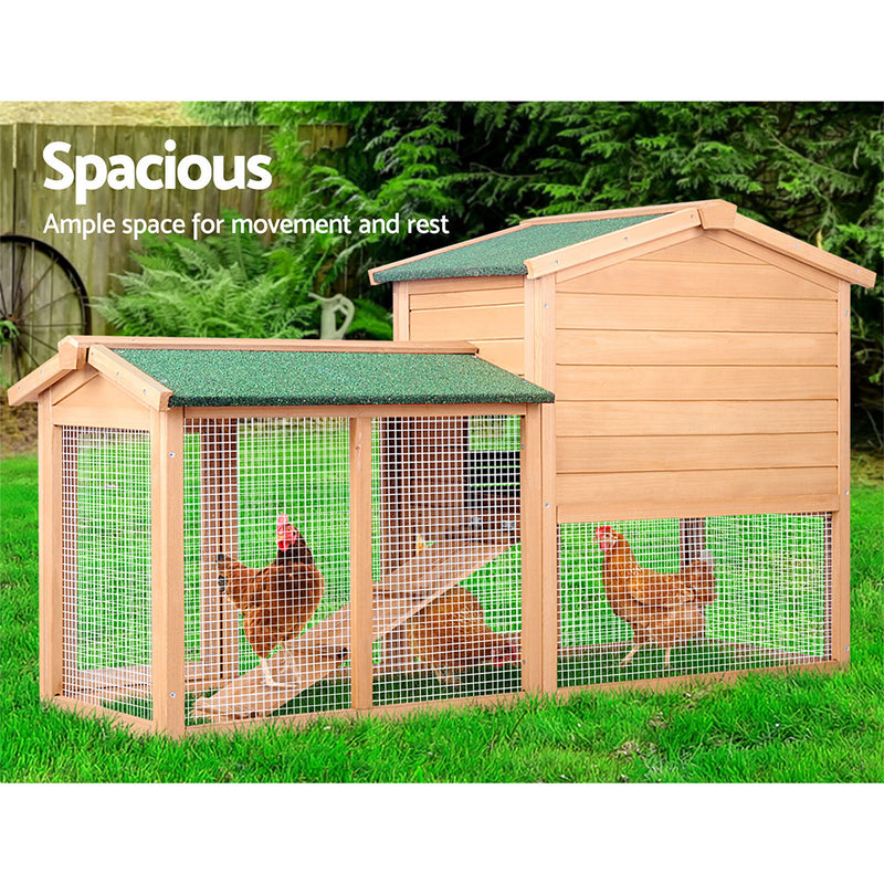 Danoz Direct - i.Pet Chicken🐓 Coop Rabbit Hutch 138cm x 44cm x 85cm Large House Run Cage Wooden Outdoor