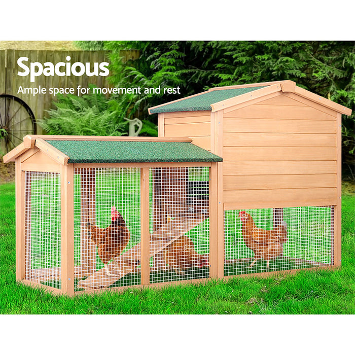 Danoz Direct - i.Pet Chicken Coop Rabbit Hutch 138cm x 44cm x 85cm Large House Run Cage Wooden Outdoor