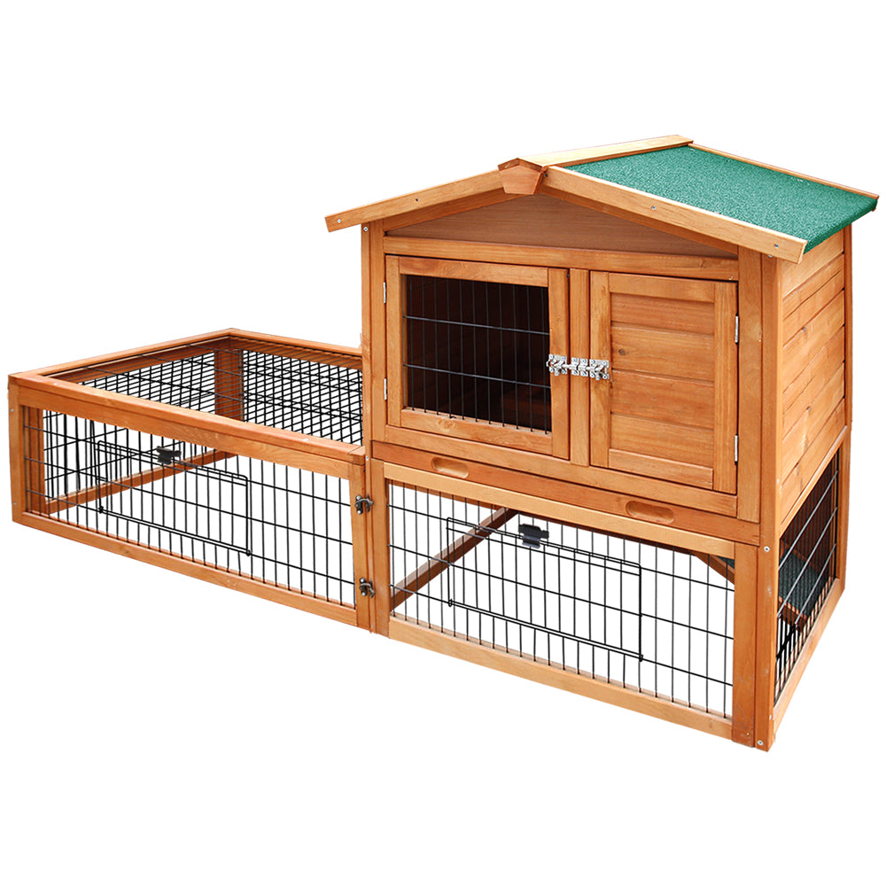 Danoz Direct - i.Pet Chicken Coop 155cm x 49cm x 90cm Rabbit Hutch Large Run Wooden Cage House Outdoor