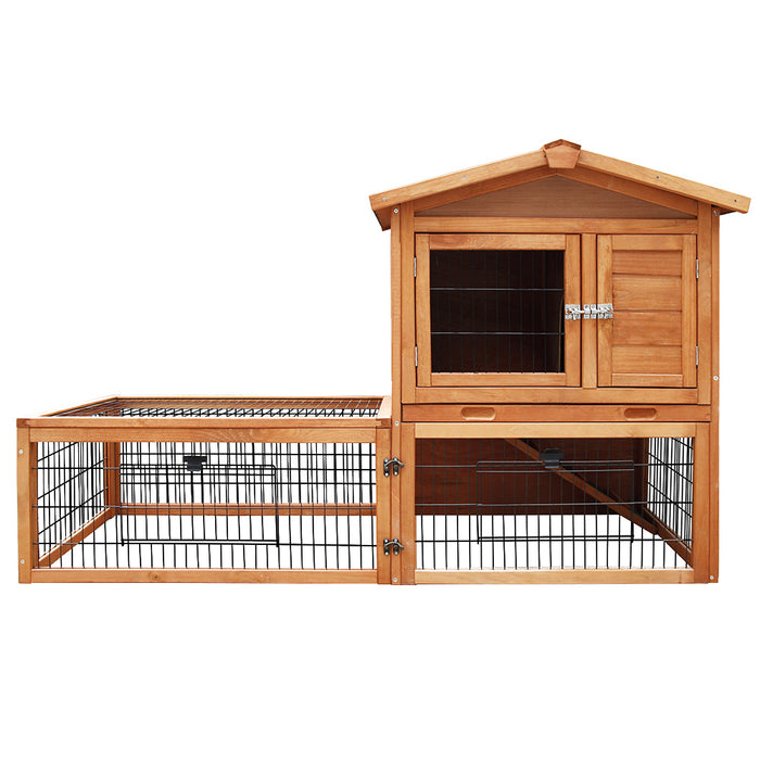 Danoz Direct - i.Pet Chicken Coop 155cm x 49cm x 90cm Rabbit Hutch Large Run Wooden Cage House Outdoor