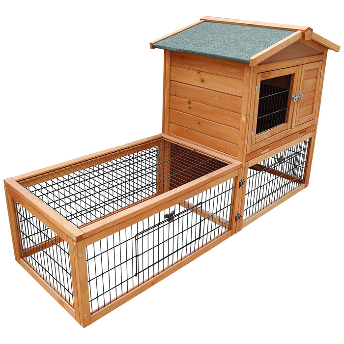 Danoz Direct - i.Pet Chicken Coop 155cm x 49cm x 90cm Rabbit Hutch Large Run Wooden Cage House Outdoor