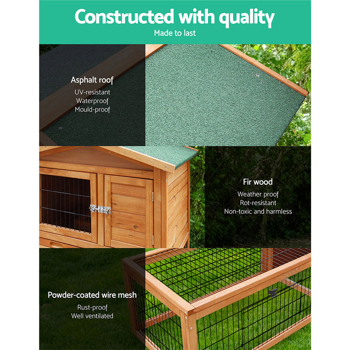 Danoz Direct - i.Pet Chicken Coop 155cm x 49cm x 90cm Rabbit Hutch Large Run Wooden Cage House Outdoor