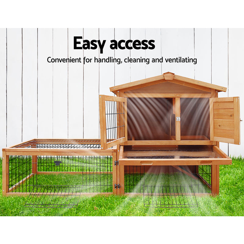 Danoz Direct - i.Pet Chicken🐓 Coop 155cm x 49cm x 90cm Rabbit🐰 Hutch Large Run Wooden Cage House Outdoor