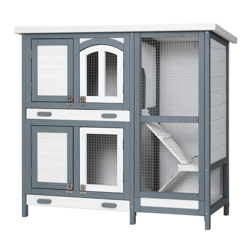 Danoz Direct - i.Pet Rabbit Hutch 98cm x 45cm x 92cm Chicken Coop Large Wooden House Run Cage Bunny Guinea Pig