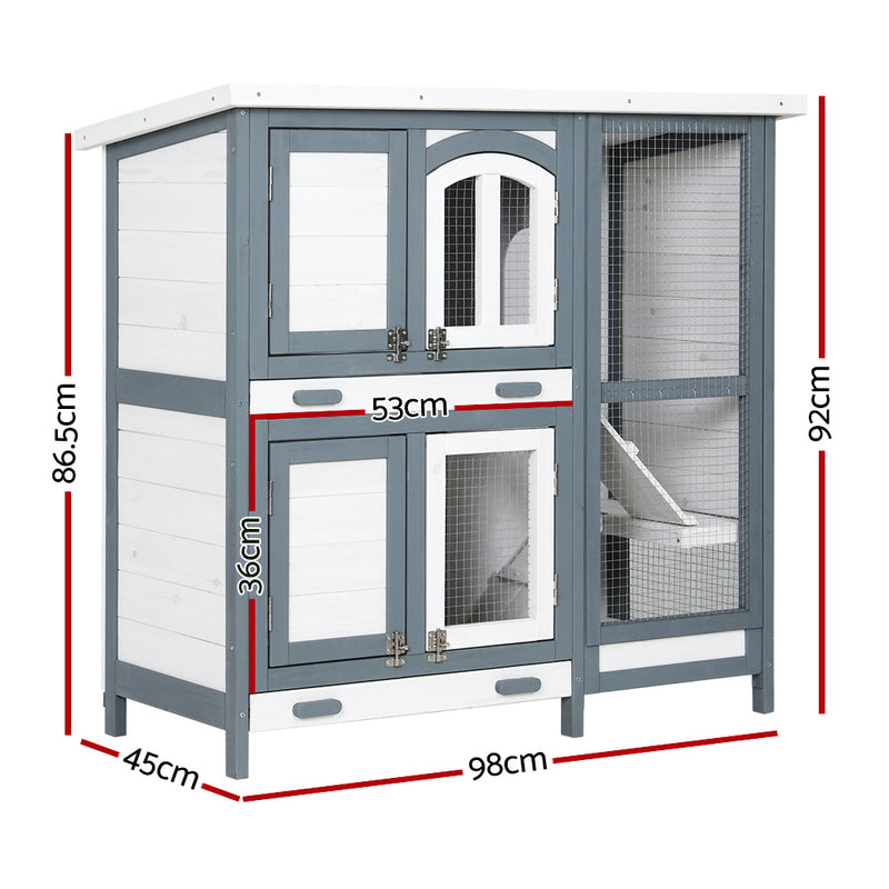 Danoz Direct - i.Pet Rabbit Hutch 98cm x 45cm x 92cm Chicken Coop Large Wooden House Run Cage Bunny Guinea Pig