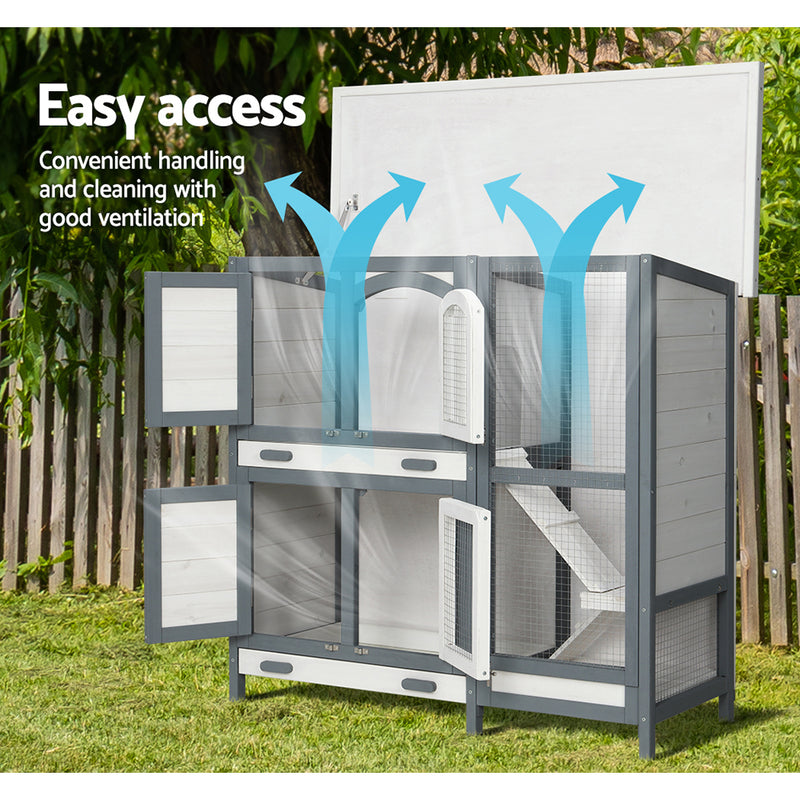 Danoz Direct - i.Pet Rabbit Hutch 98cm x 45cm x 92cm Chicken Coop Large Wooden House Run Cage Bunny Guinea Pig